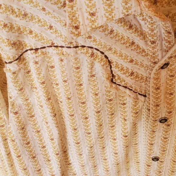 Rare Vintage Unisex Western Raw Edge Snap Down & Sleeve Sz. L Shirt - Picture 4 of 16